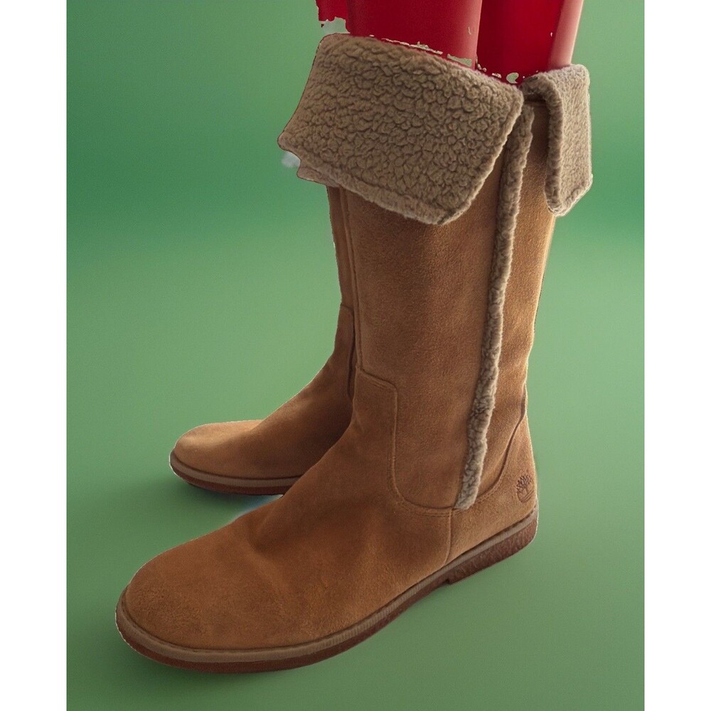 Womens Timberland Earthkeepers Suede Fleece Fold Over Boots Sz 7